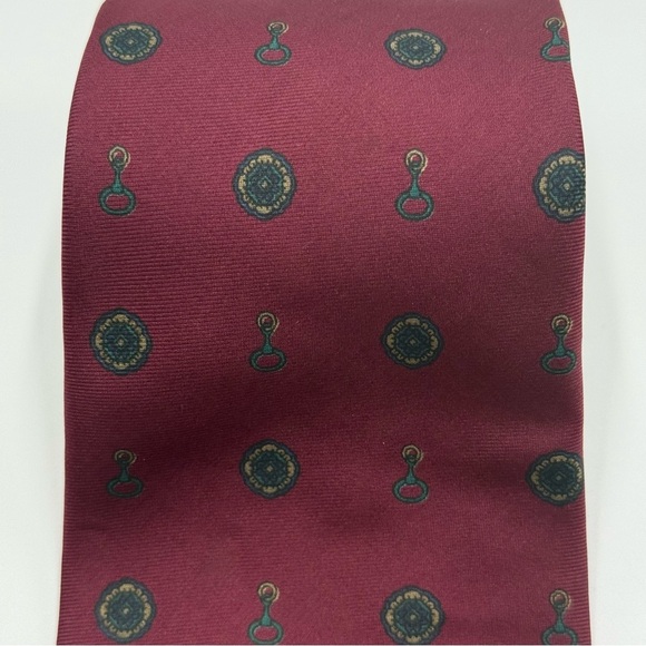 Lanvin Burgundy Patterned Pure Silk Tie Made in Italy - Picture 6 of 7